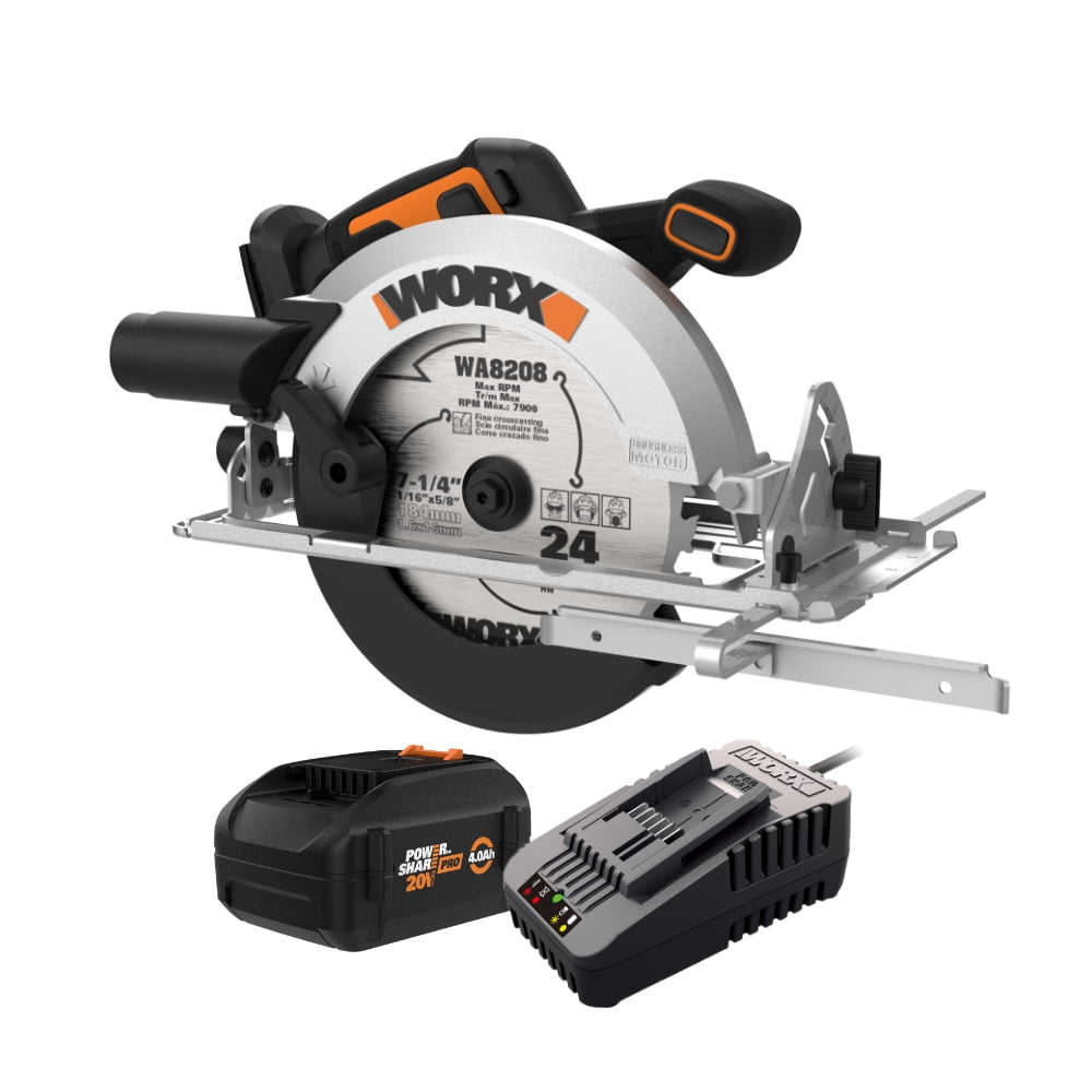 Worx Nitro WX520L 20V Power Share 4.0Ah 7.25" Cordless Circular Saw with Brushless Motor