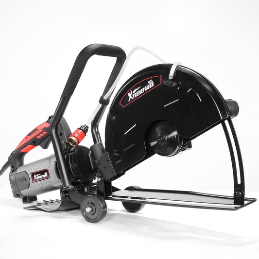 XtremepowerUS 14" Electric Concrete Saw, 2600W/15A Motor, Circular Saw Cutter With 5" Cutting Depth, Wet/Dry Disk Saw Cutter Includes Water Line, Pump For Stone, Brick, Porcelain, Concrete