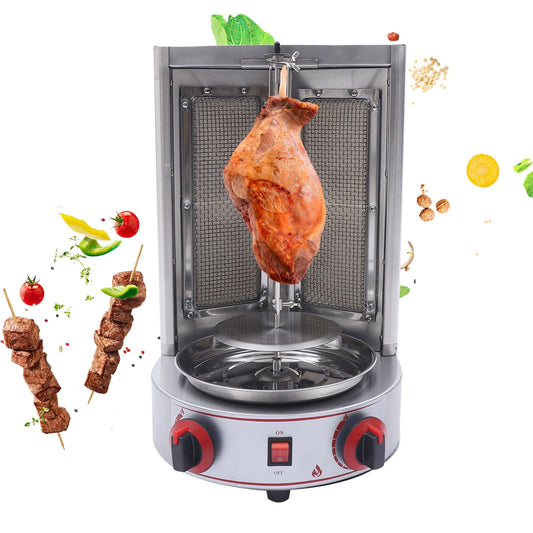 YIYIBYUS Vertical Kebab Grill Gas Broiler Shawarma Machine Gas Doner Kebab Gyro Grill Rotisserie Barbecue Machine Commercial