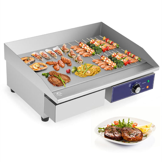 YYAo Commercial Electric Griddle with 122℉-572℉ Adjustable Temperature Control-Silver