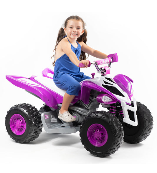 Yamaha Raptor ATV 12-Volt Battery-Powered Ride-on ATV - Purple and White for girls ages 3-5 years
