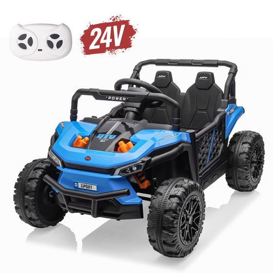 Yeahumalia 24V Ride On Car with Remote Control, Electric UTV Vehicle Power Car Wheels Gift for Kids Toddlers, Blue