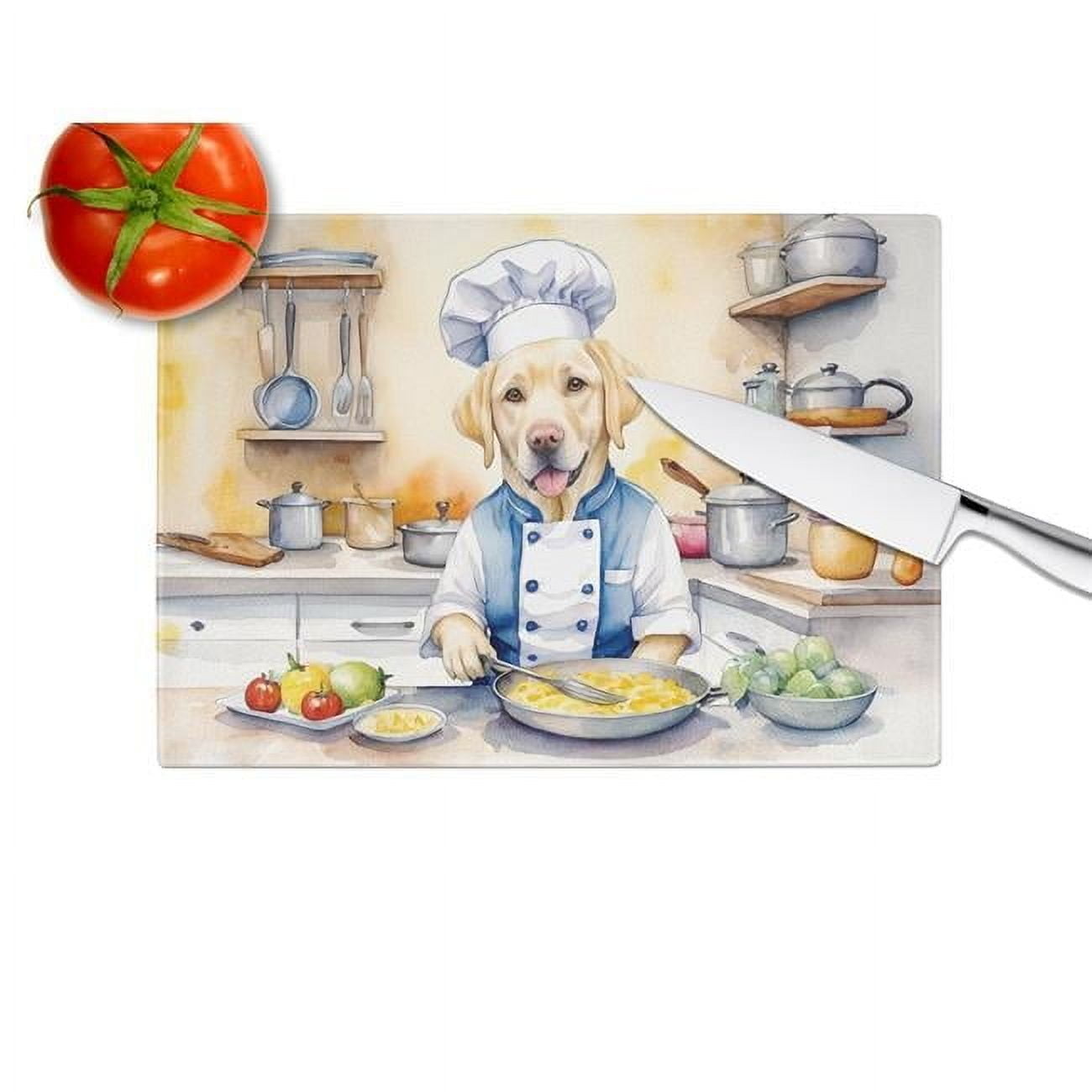 Yellow Labrador Retriever The Chef Glass Cutting Board 12 in x 15 in