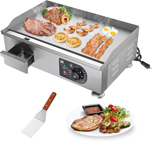 Yescom WeChef 3000W 22"" Electric Griddle Countertop Commercial Flat Top Hot Plate Restaurant BBQ Grill, 26ECG003-22IN-11-1