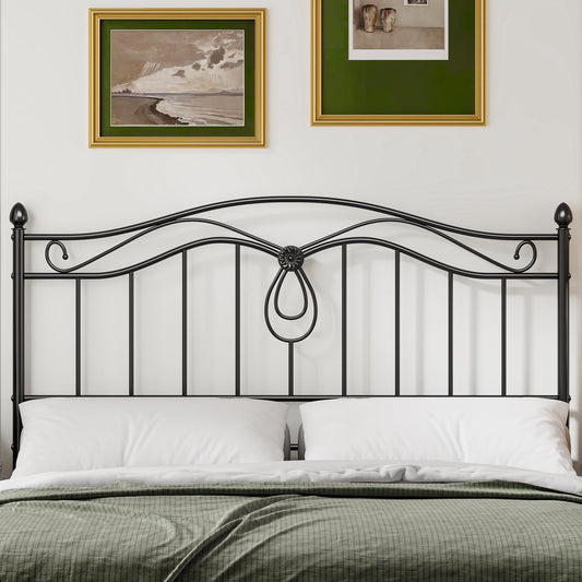 Yoneston Vintage Queen Size Metal Headboard with Adjustable Height for Queen Beds, Black