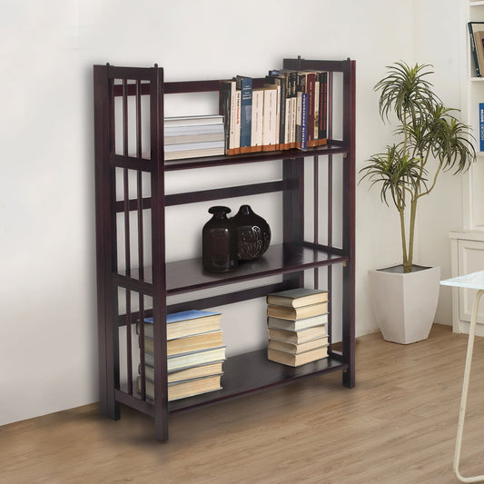 Casual Home 3-Shelf Folding Stackable Bookcase 27.5" Wide-Finish:Espresso
