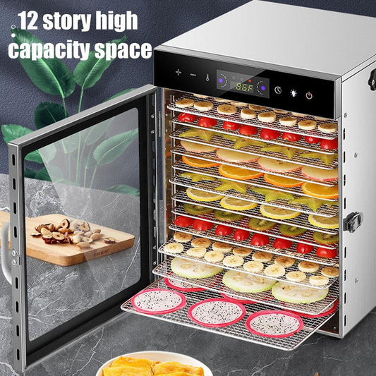 ZIHUI Food Dehydrator Machine (12 Stainless Steel Trays) Digital Adjustable Timer | Temperature Control | Keep Warm Function | Dryer for Jerky, Herb, Meat, Beef, Fruit and To Dry Vegetables