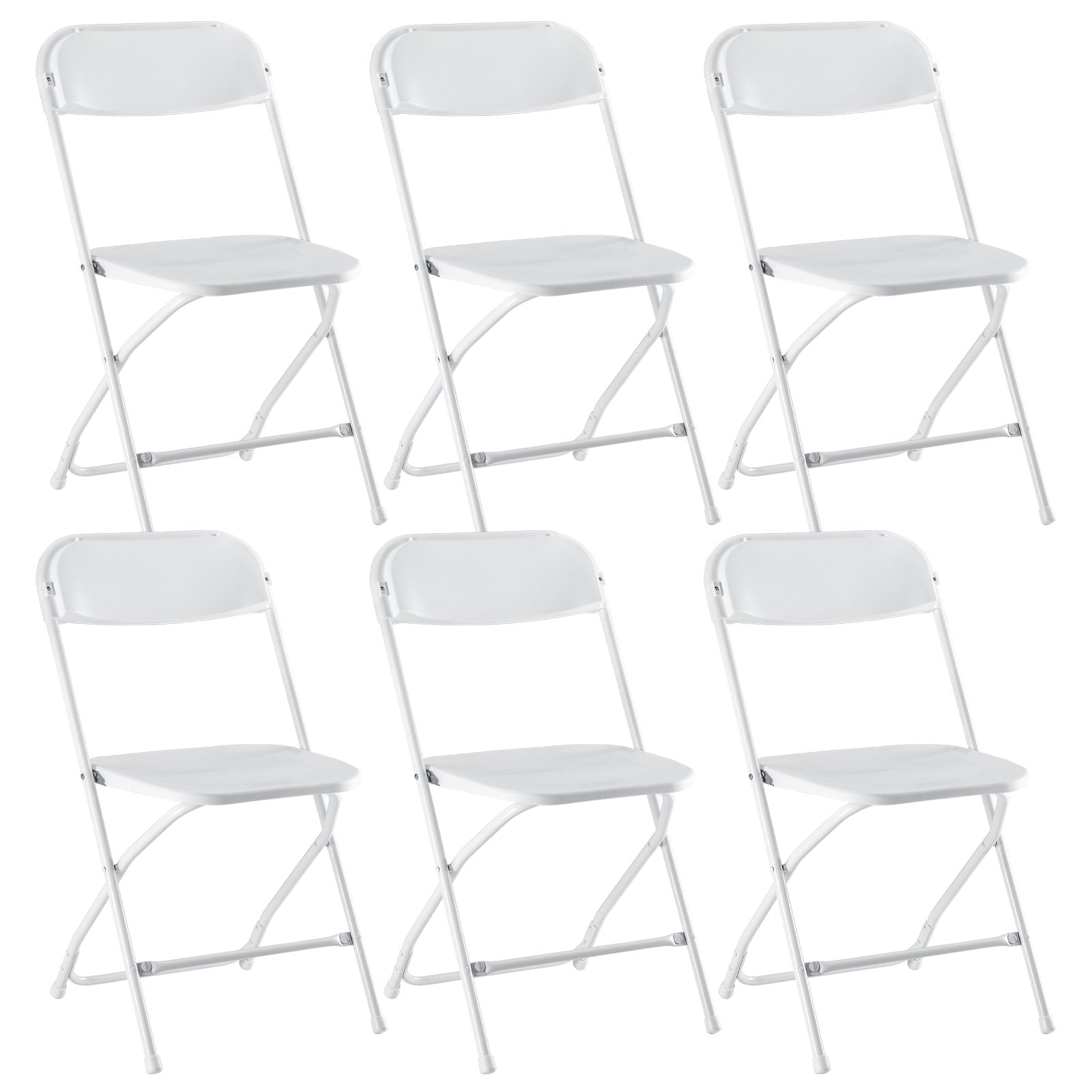 ZUNMOS Plastic Folding Chairs for Parties and Weddings, Stackable Commercial Event Seating, Static Load Capacity 330 lbs, Set of 6, White