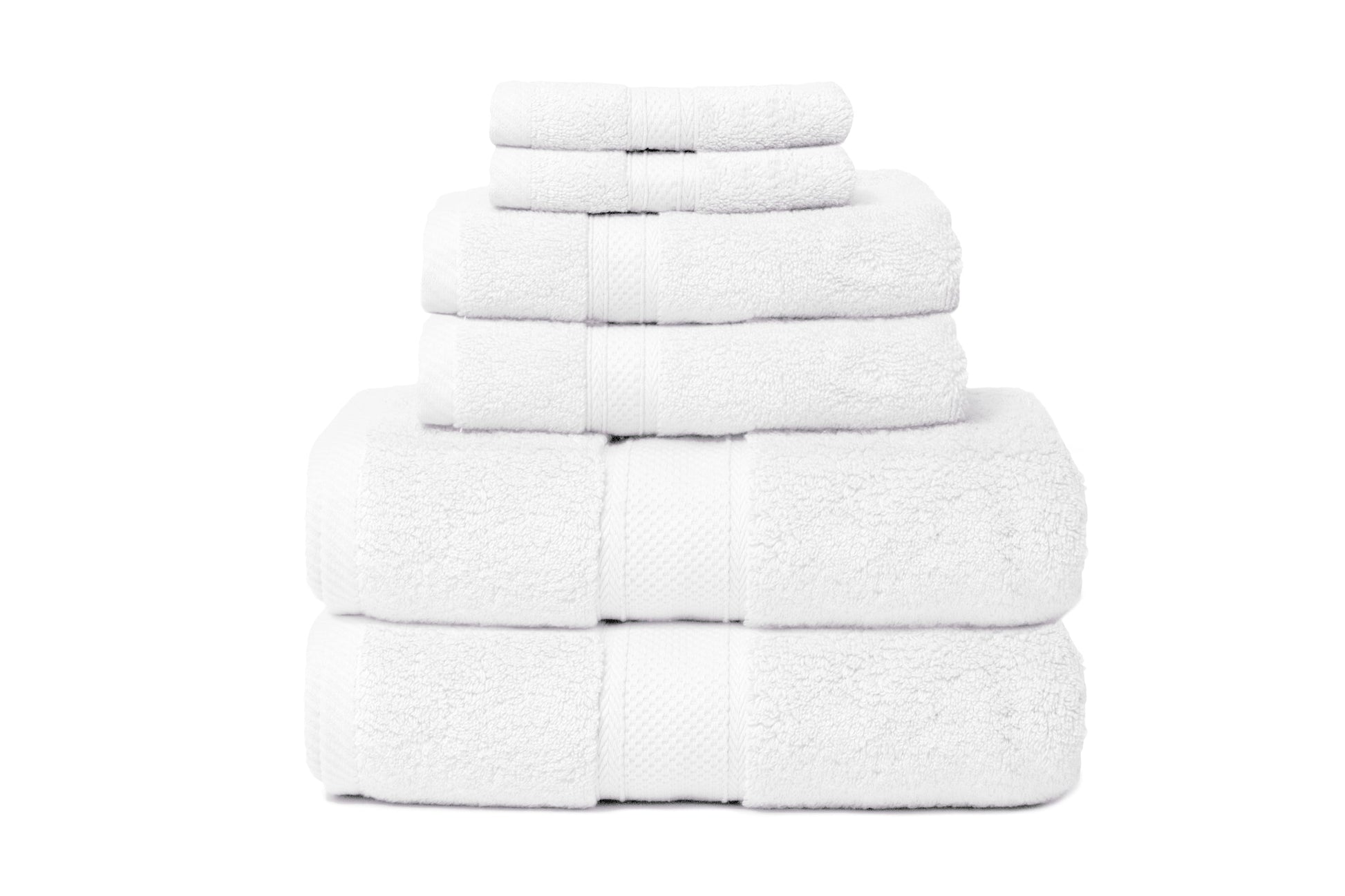 Zero Twist Hotel 6-Piece 100% Cotton Bath Hand Wash Towel Set, White
