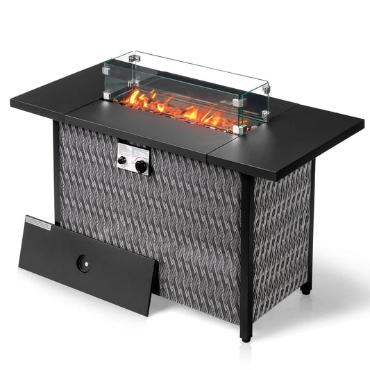 Zimtown 43'' Fire Pit 50,000 BTU Propane Fire Pit Table for Outdoor w/ Cover,Teslin Side Panels