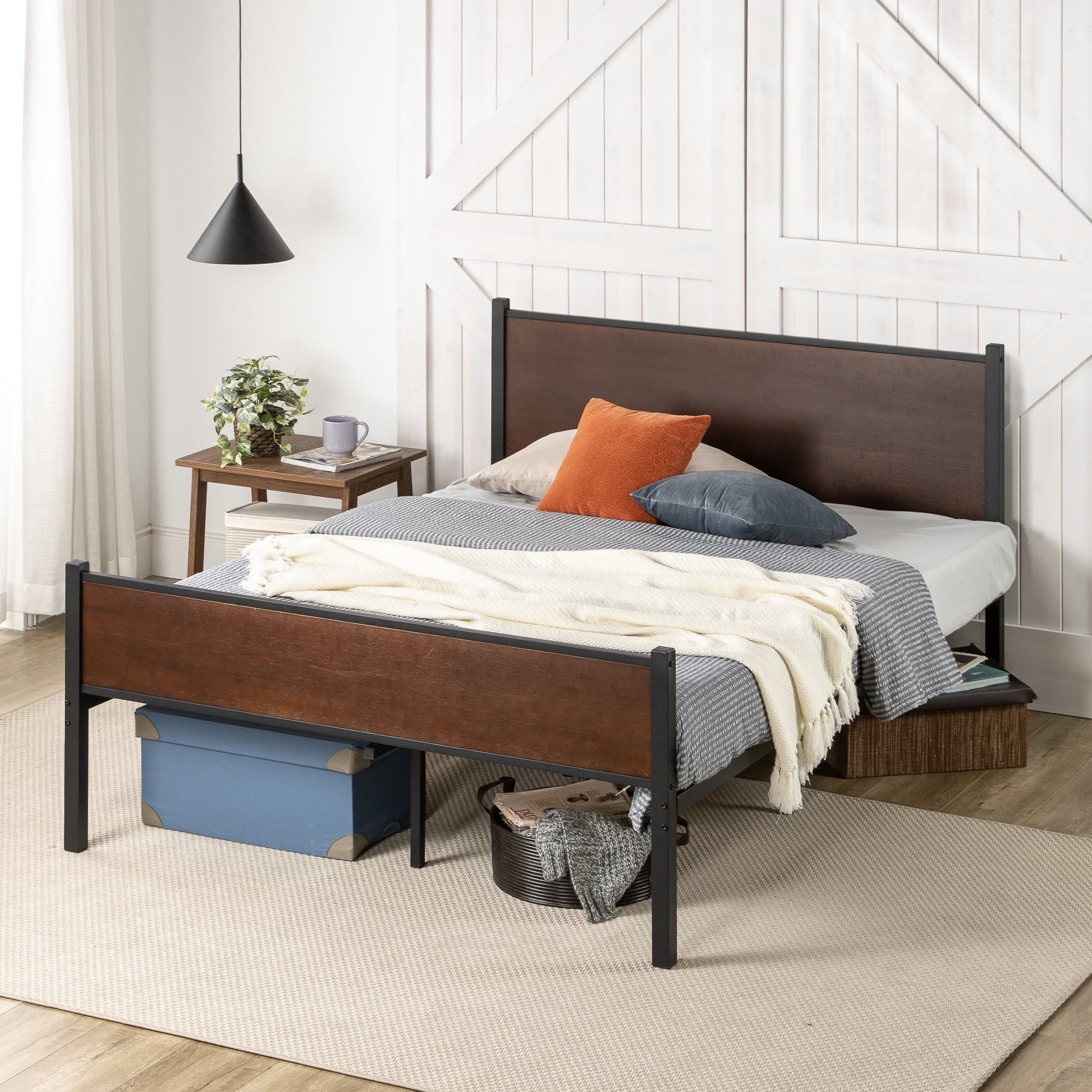 Zinus Tucker 35" Bamboo and Metal Platform Bed Frame, No Box Spring Needed, King