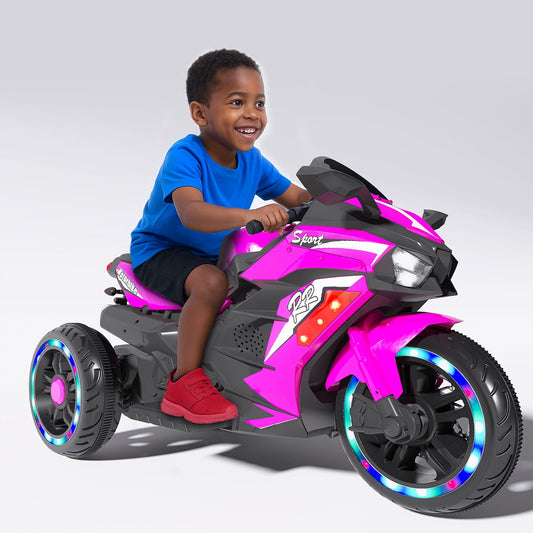 Zogymoz 12V Electric Motorcycle for Girls,Battery Powered Motorcycle Toy Child Dirt Bike, Kids Ride On Motorcycle, Pink