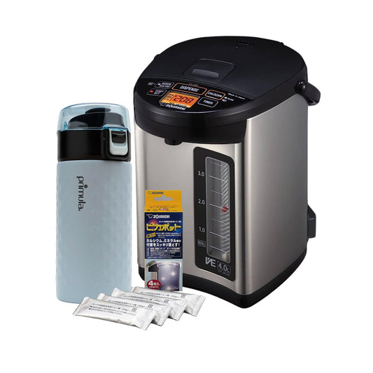 Zojirushi Water Boiler and Warmer 4.0-Liter (Black) w/Container Cleaner and Stainless Steel Tumbler