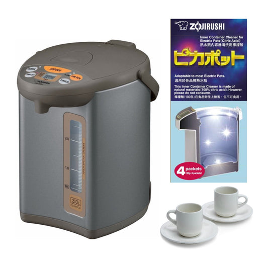 Zojirushi CD-WCC30 Micom Water Boiler and Warmer (Silver Dark Brown) Bundle