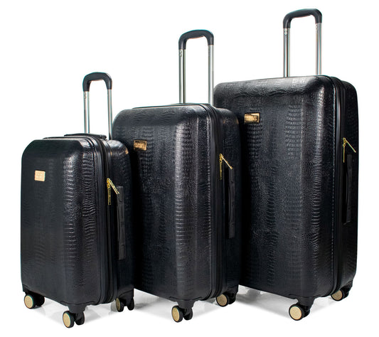 Badgley Mishka Snakeskin 3 Piece Expandable Luggage Set