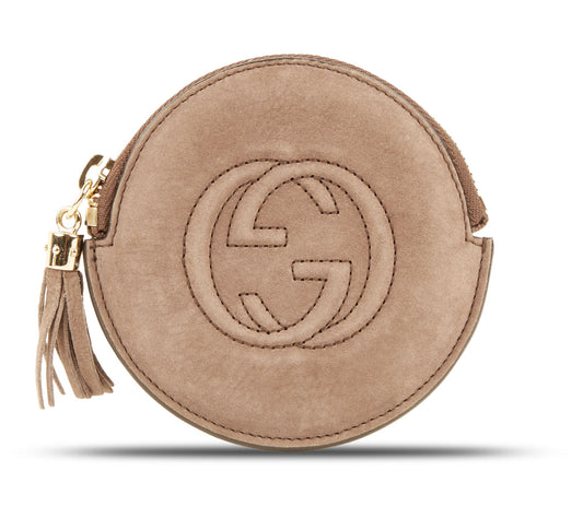 Pre-Owned Gucci Soho Round Coin Case Gray