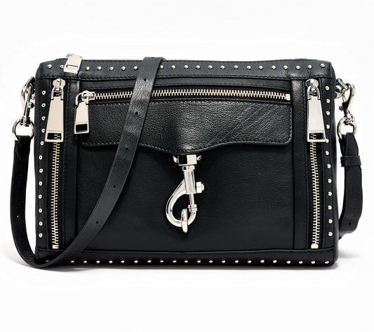 Rebecca Minkoff Studded MAC Leather Crossbody with Zips