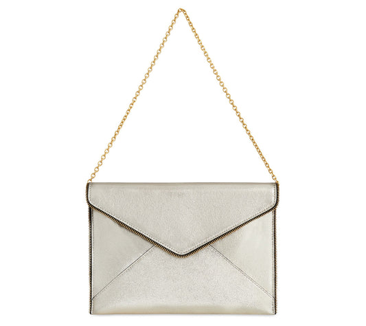 Rebecca Minkoff Leo Leather Clutch with Chain