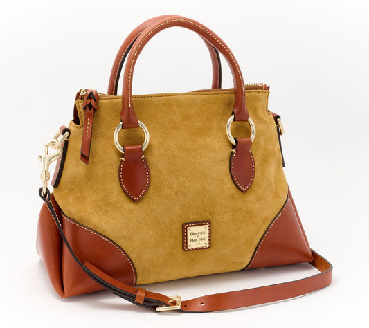 Dooney & Bourke Small Suede Satchel with Florentine Leather Trim
