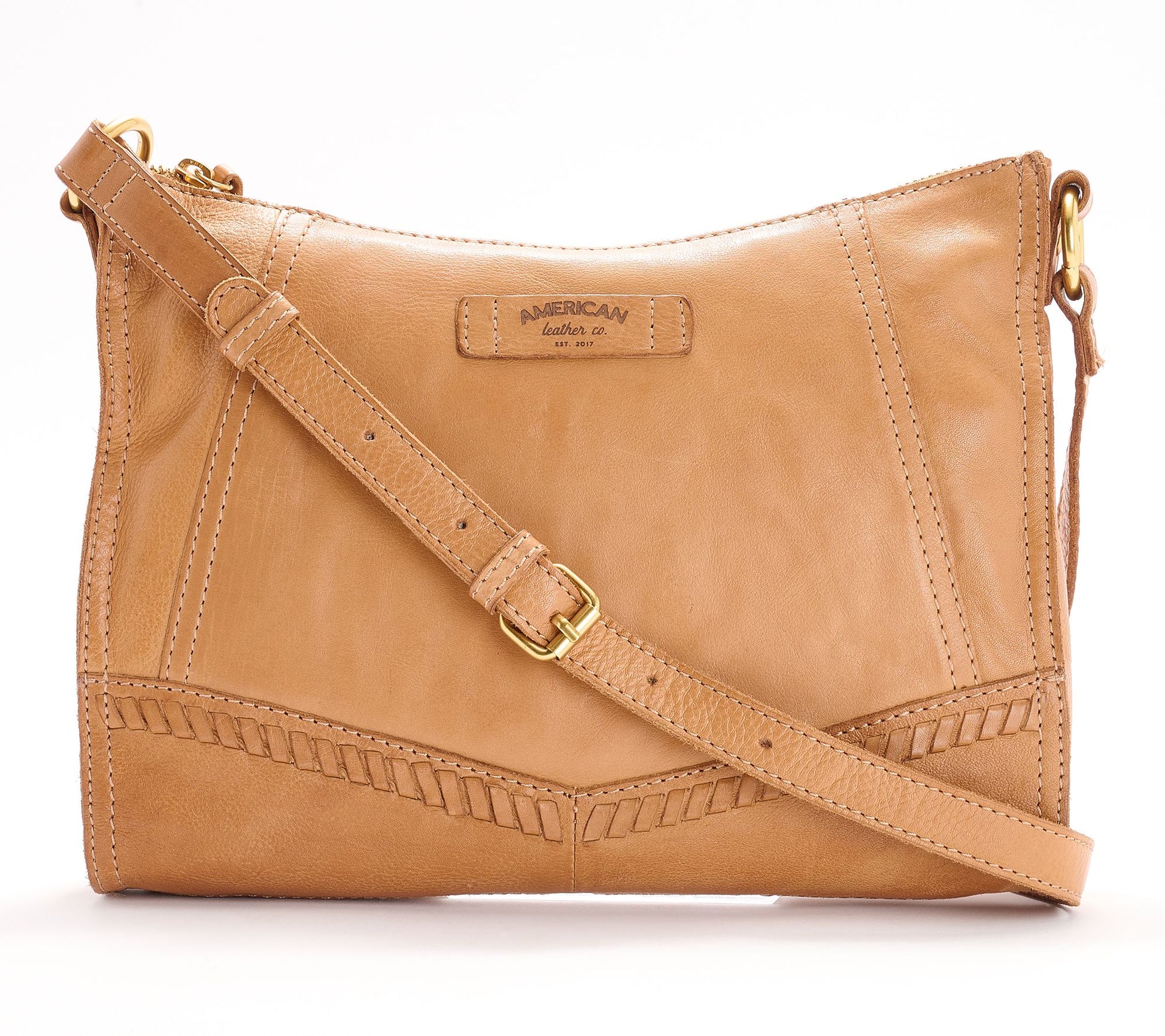 American Leather Co Greenwood Top Zip Leather Crossbody