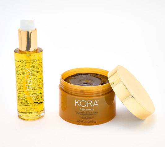 KORA Organics Turmeric Body Scrub & Noni Glow Body Oil 2 Pc Set
