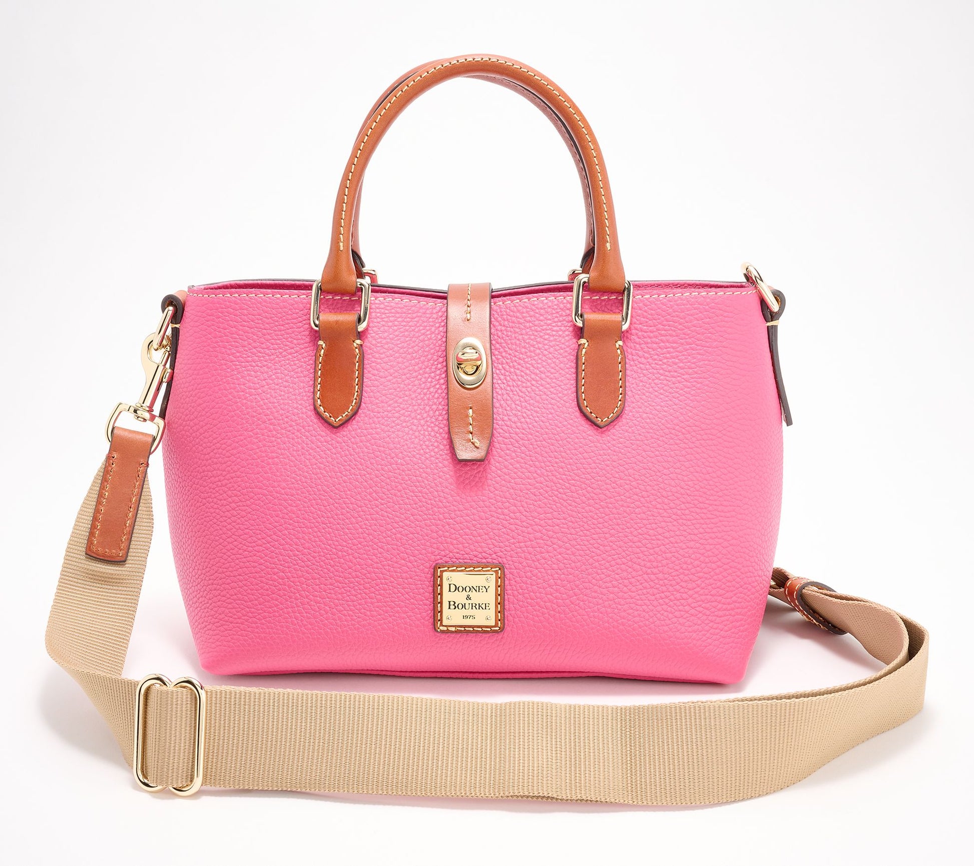 Dooney & Bourke Pebble Leather Satchel with Web Strap