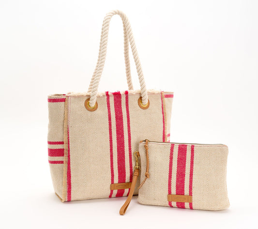 American Leather Co. Haven Canvas Tote & Wristlet Pouch