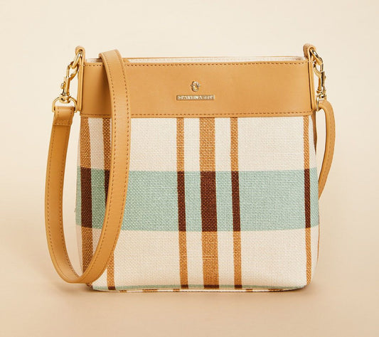 Spartina 449 Linen Hipster Crossbody Bag with Leather Trim