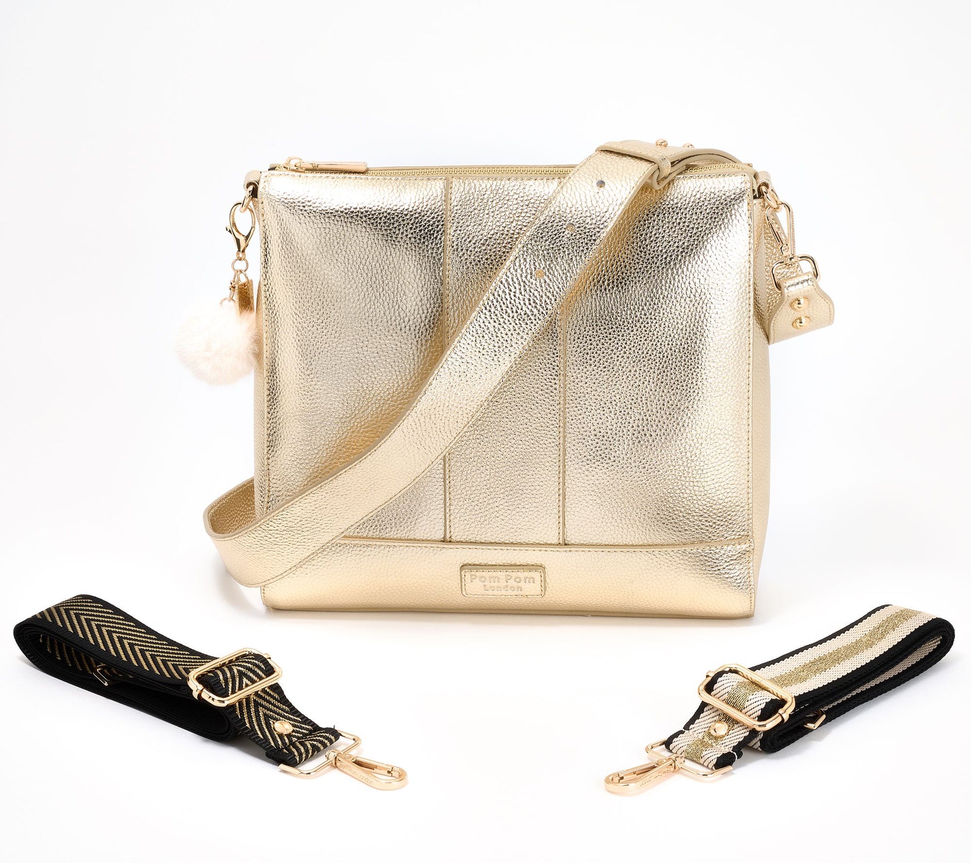 Pom Pom London Leather Westminster Messenger Bag w/ Multi Straps