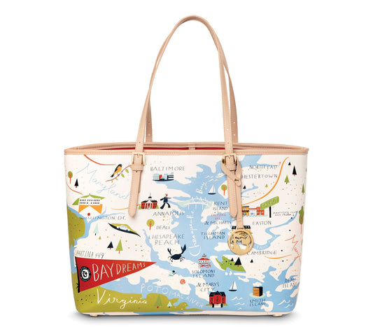 Spartina 449 "Greetings From" Tote Bag with Leather Trim