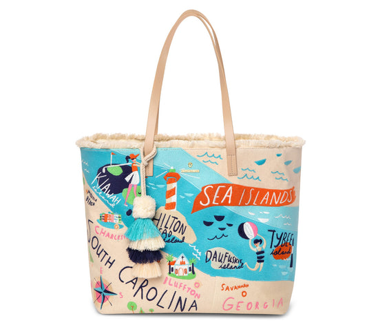 Spartina 449 Greetings From Embroidered Large Fringe Tote