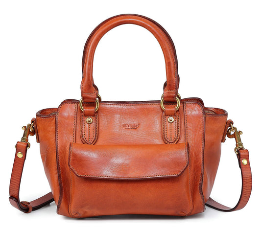 Old Trend Pansy Leather Satchel w/ Crossbody/Shoulder Strap