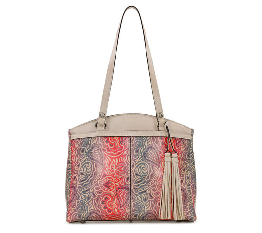 Patricia Nash Poppy Leather Tote w/ Tassel - Greek Ombre Print