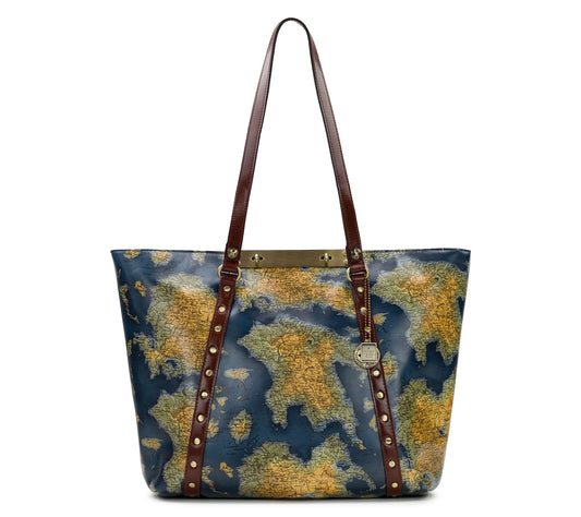 Patricia Nash Benvenuto Greek Map Leather Tote
