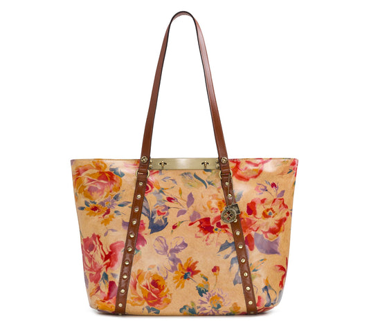 Patricia Nash Bevenuto Leather Tote in Aegean Bloom