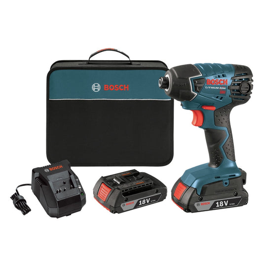Restored Bosch 25618-02-RT 18V Lithium-Ion 1/4 in. Impact Driver w/ SlimPack Batteries (Refurbished)