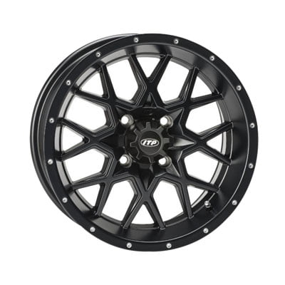 4/110 ITP Hurricane Wheel 12x7 5.0 + 2.0 Matte Black for Honda Pioneer 700 2014-2018