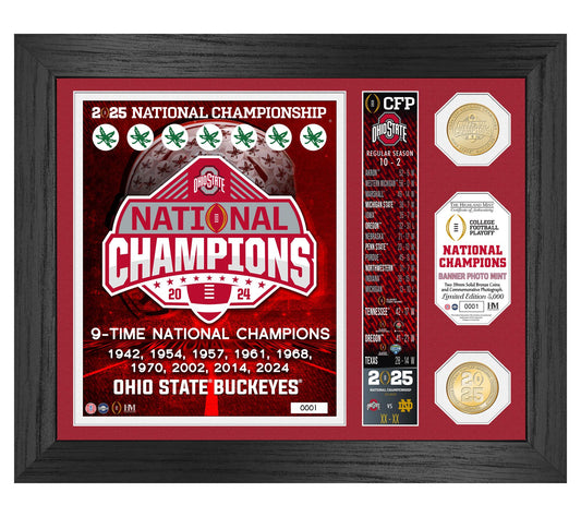 Highland Mint Ohio State 2025 CFP Champ Photo and Banner Frame