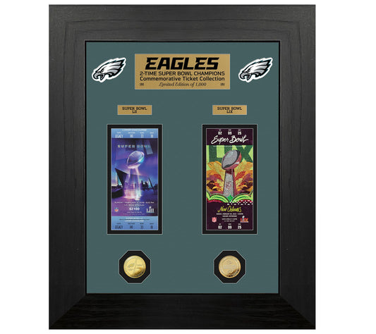 Highland Mint Eagles Deluxe Super Bowl Ticket Collection Frame