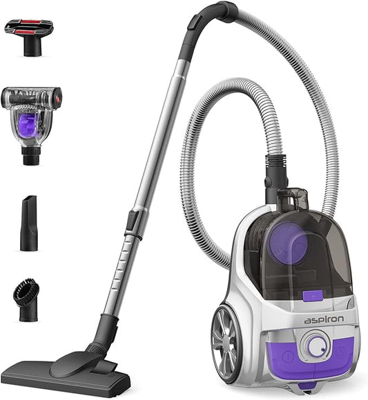 Open Box Aspiron Upgraded Canister 1200W Bagless Vacuum Cleaner AS-CA006 - Silver Purple