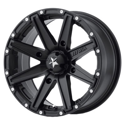 4/156 Motosport Alloys M33 Clutch Wheel 12x7 4.0 + 3.0 Satin Black for Kawasaki MULE Pro-DX 2016-2017
