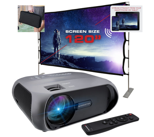 Monster Premium Wi-Fi and Bluetooth LCD Projector Bundle