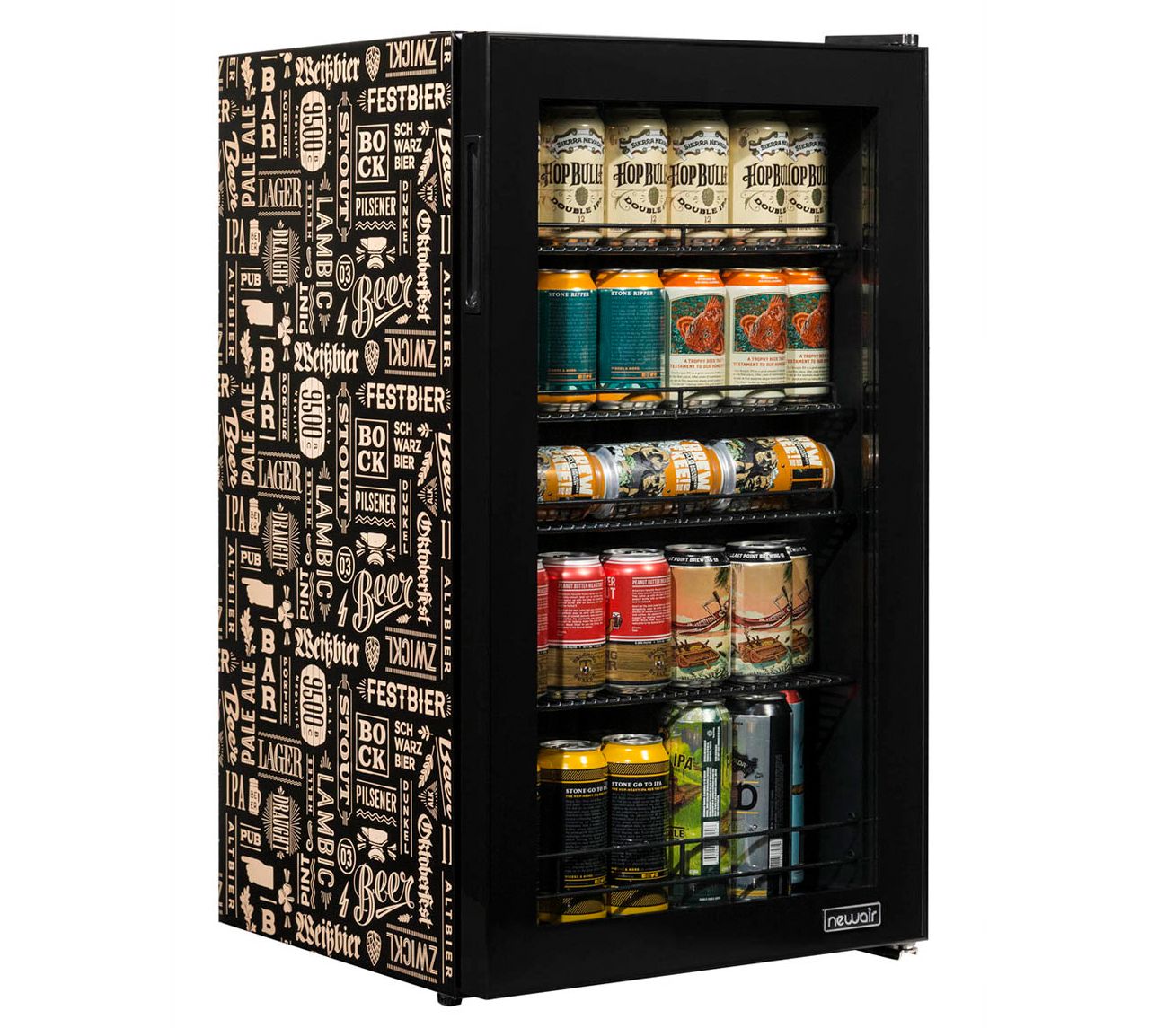 NewAir Beverage Refrigerator 126-Can Beers of the World Desig