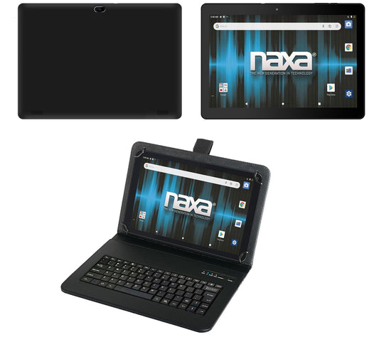 Naxa 10.1" Core Android 11 Tablet w/ USB Keyboard Case