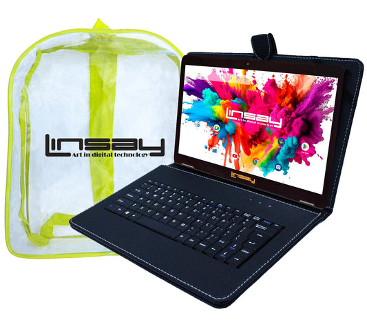 LINSAY Tab Octa Core 128GB w/ Keyboard Case & Back Pack