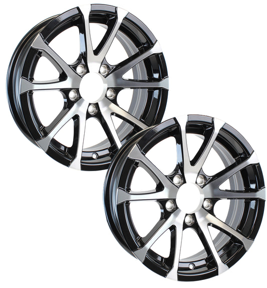 eCustomrim 2-Pack Aluminum Trailer Wheels 12x4 12 Inch Rim Black Machined 5 Lug