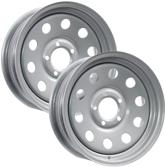eCustomrim 2-Pack Trailer Rim Wheel 15X5 5-4.5 Silver Modular 1870 Lb. 3.19 Center Bore