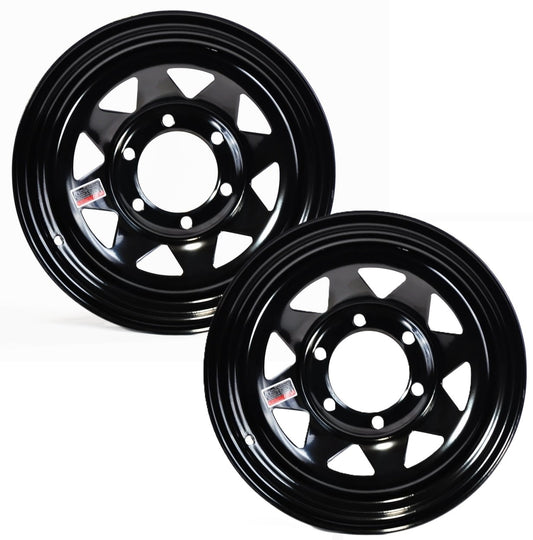 eCustomrim 2-Pack Trailer Rim Wheel 15X6 6-5.5 Black Spoke 2830 Lb. 4.27 Center Bore