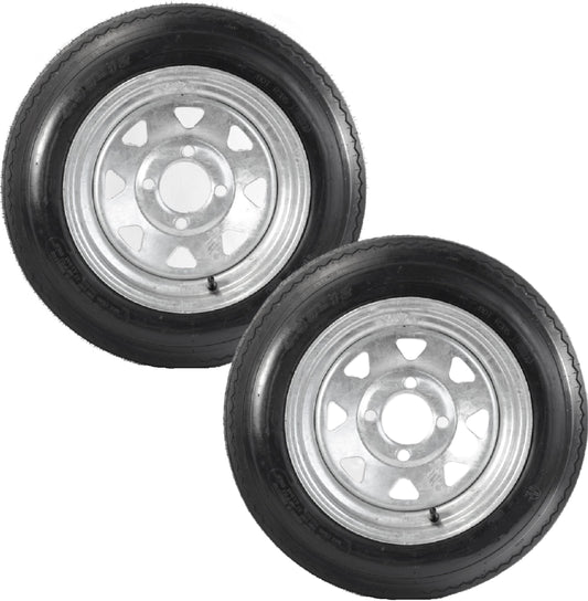 eCustomrim 2-Pk Equipment Utility Trailer Tires Rims 4.80x12 12 in. Load B 4 Lug GS Wheel