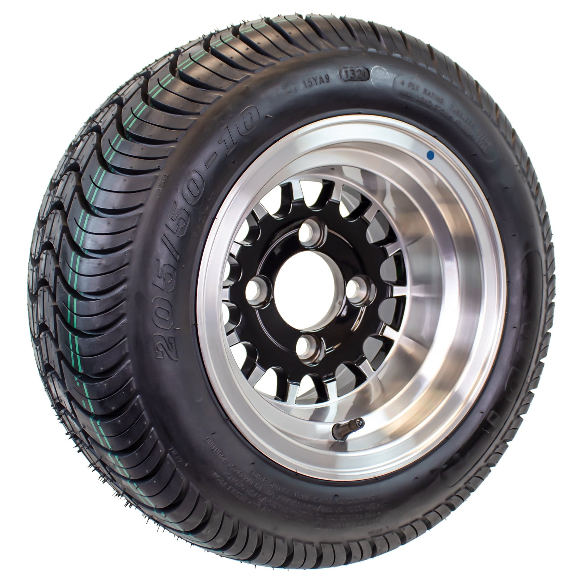 eCustomrim 205/50-10 Trailer Golf Cart ATV Tire On 10X7 Gloss Black Rim A5